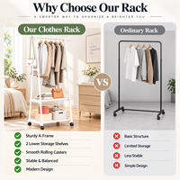 Porte-manteau multifonctionnel en métal épais et tissu personnalisé avec cintre mobile et support de séchage Rangement polyvalent pour outils et vêtements