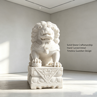 Statue de lion gardien chinois en marbre blanc Hanbaiyu naturel de qualité supérieure, taille personnalisée, pour entrée de villa, hôtel, jardin