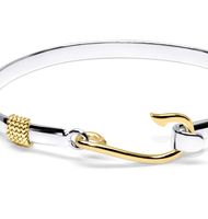 Bracelet jonc à hameçon classique fabriqué sur Cape Cod Bracelet en acier inoxydable plaqué or jaune cadeau pour mari
