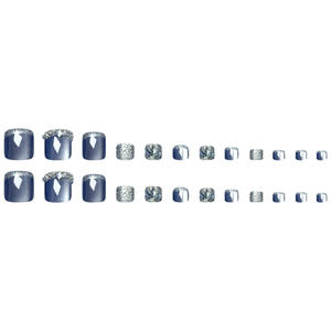 Qianya 24pcs <span class=keywords><strong>Marine</strong></span> Blue Cat Eye Toe Press on Nails avec Diamond Decor - Premium Sparkling Pedicure <span class=keywords><strong>Nail</strong></span> <span class=keywords><strong>Art</strong></span> Sets Wholesale - Product Image 5
