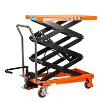 Table élévatrice à ciseaux hydraulique manuelle 1000 kg, plateforme élévatrice mobile robuste pour entrepôt et atelier