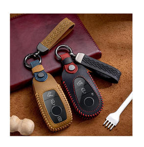 Porte-clés de luxe en cuir Crazy Horse, porte-clés en métal, porte-clés de voiture, coque de clé de voiture à 4 boutons pour Honda - Product Image 1