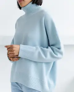 100% Cashmere donna dolcevita Top maglione Pullover inverno maglia personalizzata collo alto poliestere cotone lana Cashmere maglione
