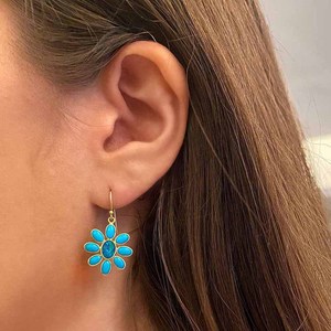 Orecchini Floreali Blu per Donne, Design Elegante a Fiori, Gioielli Versatili per l'Uso Quotidiano - Product Image 3