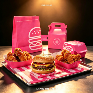 Boîte à hamburger à emporter, emballage personnalisé pour frites, boîte à poulet frit, boîte à fast-food <span class=keywords><strong>en</strong></span> papier pour <span class=keywords><strong>livraison</strong></span> - Product Image 1