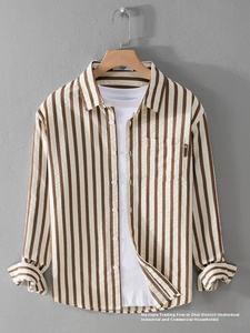 Support Customization of One Item <strong>Men's</strong> Casual Trend Striped Long Sleeved Shirt Thin and Loose <strong>Men's</strong> <strong>Top</strong> - Product Image 3