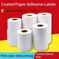 Étiquettes autocollantes vierges en papier couché 100*80*60*50*40*30 Forme rectangulaire arrondie Rouleau d'emballage Autocollants de codes-barres Industriels