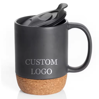 Tasse en Céramique Créative Personnalisable avec Logo, 350ml (12oz) pour Lait, Café, Thé – Idéale pour Bureau, Maison, Cadeau – Base en Liège et Couvercle Coulissant