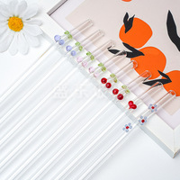 Ensemble de pailles en verre borosilicate coloré cerise avec capuchons assortis, réutilisables, compatibles lave-vaisselle et micro-ondes, lot de 6 pièces pour