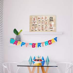 <span class=keywords><strong>Foto</strong></span> Commemorativa di Crescita per Bambini di Un Anno, Registro Creativo del Compleanno dei 12 Mesi in Legno Massiccio - Product Image 6