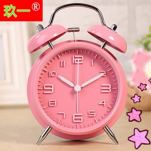 Qiyi Pink Alarm Clock 4 Inch Quartz Silent Night Light For Student Bedroom <b>Desk</b> Decor - Product Image 1