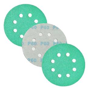 Disques de ponçage verts 125 mm à 8 trous avec dos texturé pour le polissage du métal, usage automobile - Product Image 1