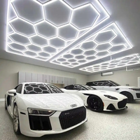 Vente Flash : Lumières LED en nid d'abeille pour garage, plafonnier pour atelier de detailing automobile, barre lumineuse hexagonale pour station de lavage de voitures