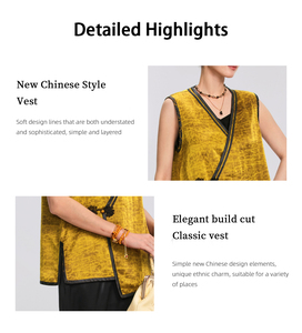 Chaleco Corto de Verano para Mujer, Estilo Vintage Chino, con Botones, Jacquard, Transpirable, Ecológico, en Capas - Product Image 6