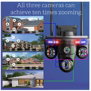 निगरानी प्रणाली उच्च परिभाषा निगरानी कैमरा बॉल मशीन चार-स्क्रीन तीन सिर 360-डिग्री वायरलेस आउटडोर - Product Image 2