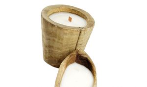 Bougie parfumée Distress ovale à mèches en bois multiples - Product Image 4