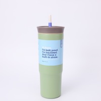 Thermos isotherme en acier inoxydable à double paroi de 24 oz avec logo personnalisé, couvercle et paille, isolation de 12 à 24 heures, pour le camping