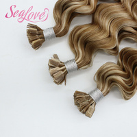 Extensions de cheveux K Tip, blond balayage ombré, couleur piano, blond méché, ondulations profondes
