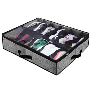 Hot Selling Cube Opvouwbare 800D Linnen Zoals Polyester Met Beweegbare Verdelers 12 Pairs Schoenen Opbergdoos Onder Bed Closet