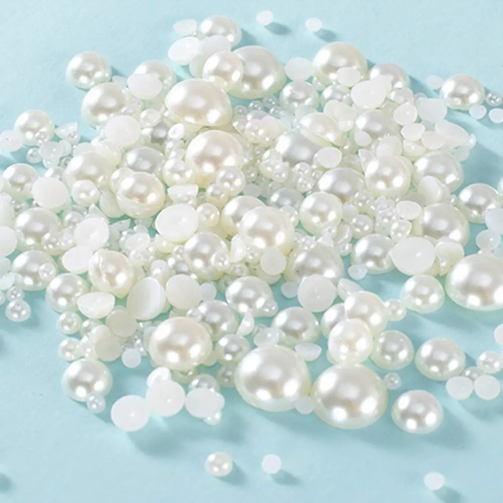 Plastic Pearl in Bulk ABS Factory 2mm - 8mm Half Cut Colorful Pearls Flat Back White High Quality ABS Imitation Pearl Round Free