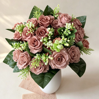 Bouquet de 18 roses artificielles en soie, style moderne, fait main, pour centre de table de mariage, arche de toile de fond, respectueux de l'environnement