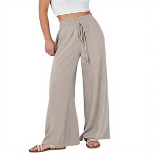 High Quality Women Sweatpants Custom Design Fashionable Casual Woven <b>Trousers</b> Office Lady Casual Straight Leg Loose Pants - Product Image 1