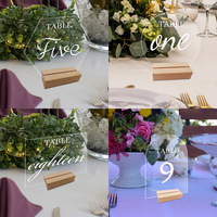 Numéros de table et cartes de placement de mariage en acrylique et bois avec formes rondes/hexagonales/carrées, épaisseur de 2 mm pour décorations DIY