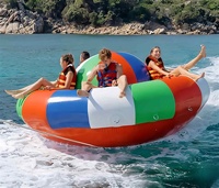 Bateau Disco Aquatique Gonflable Rotatif de 5m de Diamètre pour 15 Personnes, Bateau Gonflable Flottant Remorquable de Type UFO pour Usage Commercial en PVC