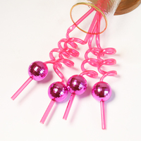 Pailles de style en forme de nouveau design, paille de Noël en plastique décorative, paille réutilisable rose