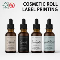 Étiquettes personnalisées pour bouteilles d'huiles essentielles, rouleaux d'étiquettes imperméables et résistantes à l'huile en vinyle, autocollants de logo pour emballages de soins de la peau