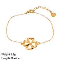 Bracelet fleur trèfle à quatre feuilles creux en or 18 carats Bracelet simple floral Cadeau de demoiselle d'honneur meilleur ami Bracelet porte-bonheur