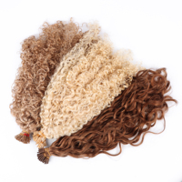 Extension de Cheveux Humains Indiens Remy Bruts 10''-30'' à Pointe U/K ou I, Micro-Liens, Cuticules Alignées, Blonds Bouclés