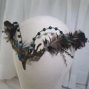 Lông Gothic Đảng Vương Miện Vương Miện Phụ Nữ Headband Trang Phục Hairband Đảng Phụ Kiện Tóc Cổ Điển Gothic Halloween Headpiece