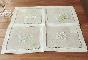 Servilletas de Cóctel de Lino con Diseño de Paniculata, 100% Lino Natural Reutilizable, Diseño Floral Delicado para Bar, Fiesta - Product Image 3