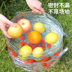 Lavabo plegable transparente de tamaño pequeño de Pvc portátil para acampar, picnics, lavabo, frutero, lavandería - Product Image 1