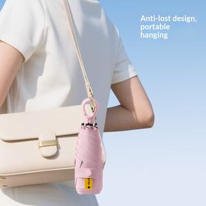 초경량 수동 5단 접이식 천 우산 링 버클 손잡이 자외선 차단 기능 우산 소형 - Product Image 2