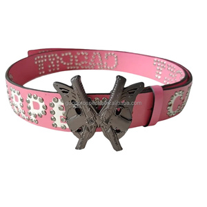 Nuovo Design stile Punk donna moda borchie cintura vera pelle fibbia personalizzata e Logo strass - Product Image 1