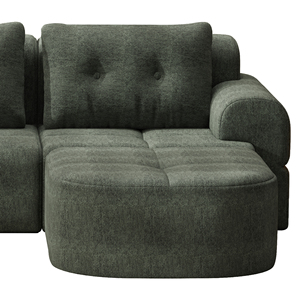 Sofá seccional modular de 3 plazas en tela chenilla verde oliva, sofá en forma de L con chaise longue curvada para sala de estar - Product Image 2