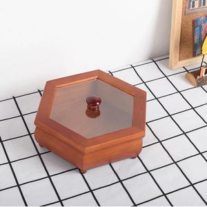 Solid Wood Dried Fruit <b>Box</b> Polygon Shape With Glass Lid For Storage And <b>Gifting</b> - Product Image 3