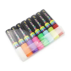 Shenzhen 2023 Fluorescent 15 mm flat tip 8 color pack liquid chalk marker pen for glass board chalkboard menu drawing