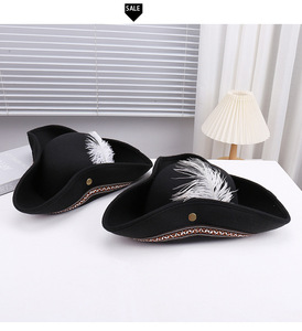 <span class=keywords><strong>Cappello</strong></span> di piume di moda spettacolo teatrale di Halloween Costume Cosplay per adulti <span class=keywords><strong>cappello</strong></span> capitano di Halloween - Product Image 4