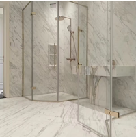 Marbre blanc grec Volakas, texture gris-noir, design moderne, surface polie, 1 an pour villa, salle à manger, salle de bain, sol et mur intérieurs