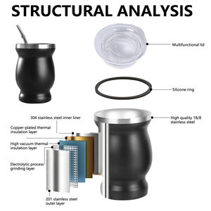 Termo rojo rosa de 8oz de América del Sur para vaso de té Mate, Mini tazas bonitas personalizadas, termo de acero inoxidable 304, taza de té y café - Product Image 4