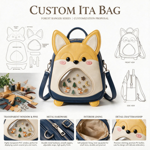 Cartoon Monster Ita Bag <b>Backpack</b> Custom PU Clear Window Enamel Badge Display Crossbody Bag Low Moq OEM ODM Manufacturer ItaBag - Product Image 1