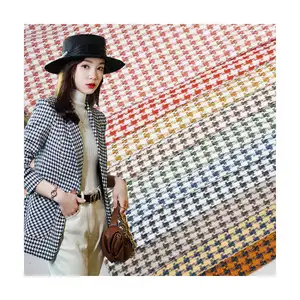 Factory Sale Knitted Muti Color Choose 100 Polyester Houndstooth Bird Jacquard Jersey Fabric