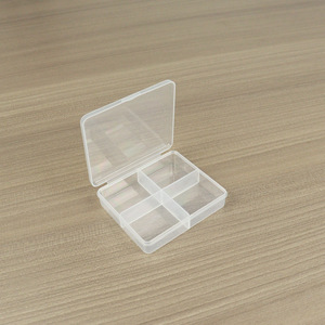 Transparent 4 Compartment Plastic <b>Storage</b> <b>Box</b> Square 9.3x8.3x1.9cm For Jewelry Electronics <b>Small</b> Parts Organizing - Product Image 4
