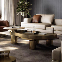 Ensemble de table à thé moderne de luxe en acier doré Nouveau design pour la salle à manger et la décoration intérieure Sofa Center Furniture Villa Utilisation