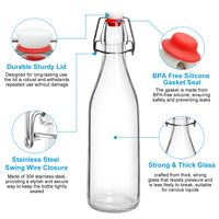 Bouteilles en verre à couvercle basculant 16oz avec couvercle hermétique pour diffuseur à bâtonnets, fermentation, extrait de vanille, huile et brassage maison