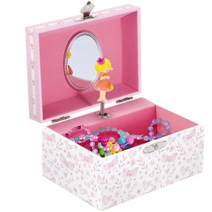 Vendita calda 5 pollici MDF <span class=keywords><strong>carillon</strong></span> in legno con disegno floreale blu carica di vento caratteristica Logo personalizzato regali di festa per bambine natale - Product Image 1
