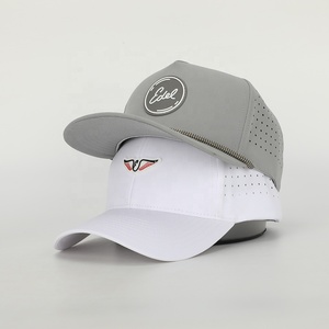 Wholesale Custom Rubber Patch Logo 6 Panel Dad Hat High Quality White Polyester Gorras,Laser Cut Hole Rope <strong>Grey</strong> <strong>Baseball</strong> <strong>Cap</strong> - Product Image 1
